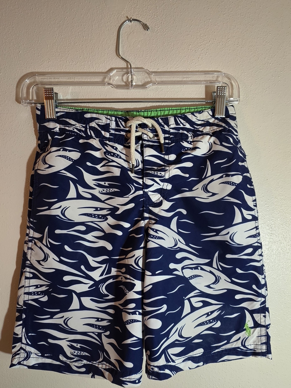 Polo by Ralph Lauren Boys Navy & White Shark Print Swim Trunks